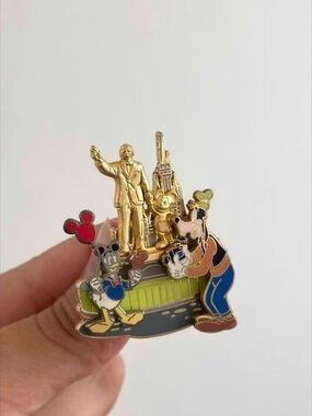 Disney Multicolor Mickey, Donald & Goofy Gold Castle Pin